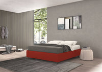 Talamo Italia Letto contenitore matrimoniale Vivaldi, Made in Italy, Struttura in ecopelle imbottita, Adatto a materasso 160x190 cm, Rosso