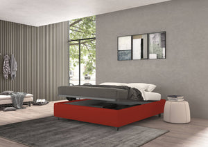 Talamo Italia Letto contenitore matrimoniale Vivaldi, Made in Italy, Struttura in ecopelle imbottita, Adatto a materasso 160x190 cm, Rosso