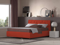 Talamo Italia Letto contenitore matrimoniale Beethoven, Made in Italy, Struttura in ecopelle imbottita, Adatto a materasso 160x190 cm, Rosso