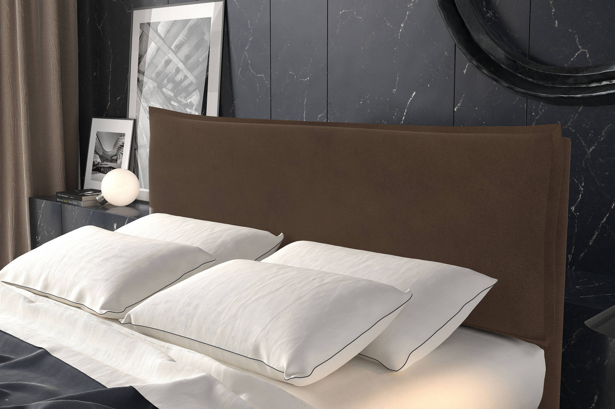 Talamo Italia Letto contenitore matrimoniale Puccini, Made in Italy, Struttura in tessuto imbottito effetto vintage, Adatto a materasso 160x190 cm, Marrone