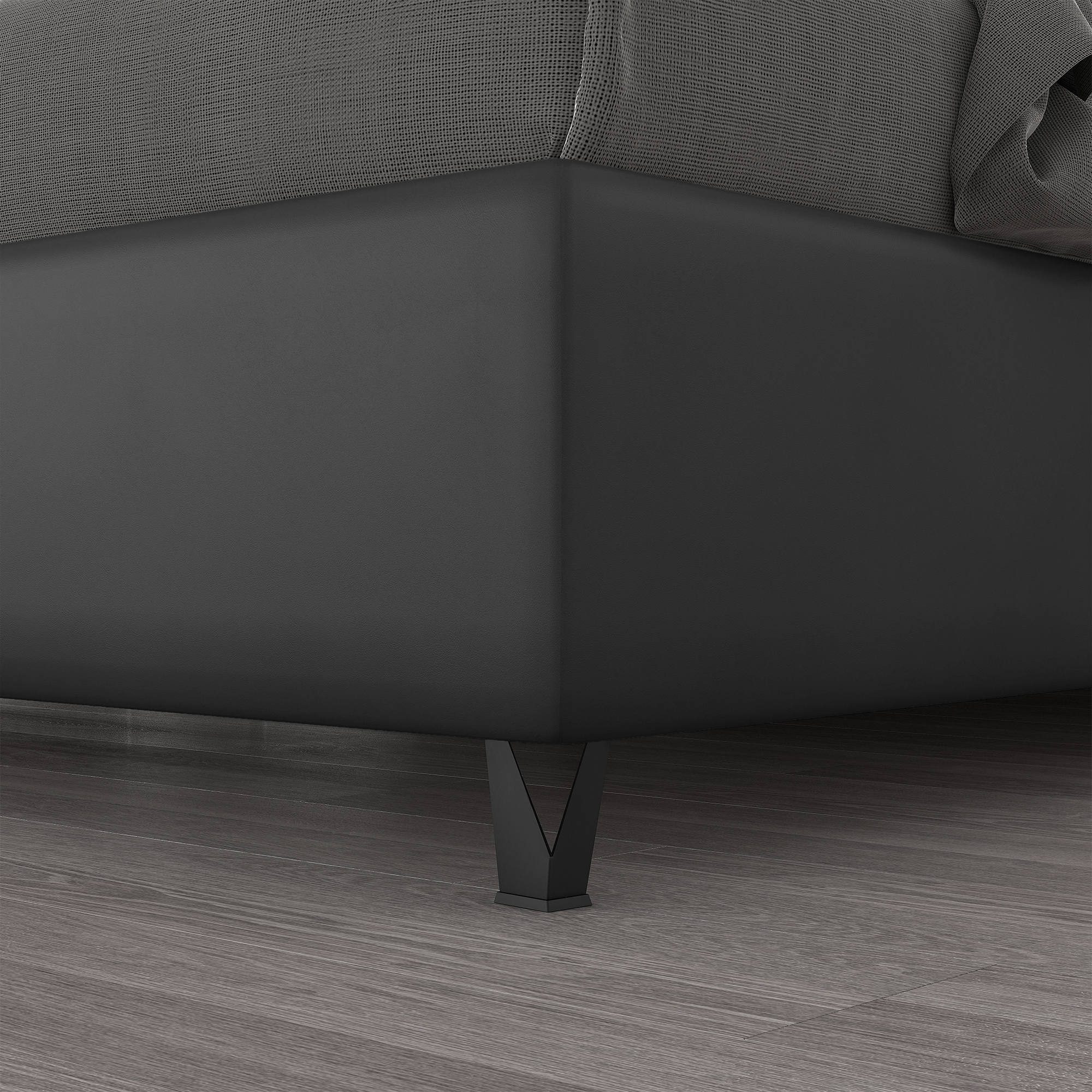 Talamo Italia Letto contenitore matrimoniale Strauss, Made in Italy, Struttura in ecopelle imbottita, Adatto a materasso 160x190 cm, Nero