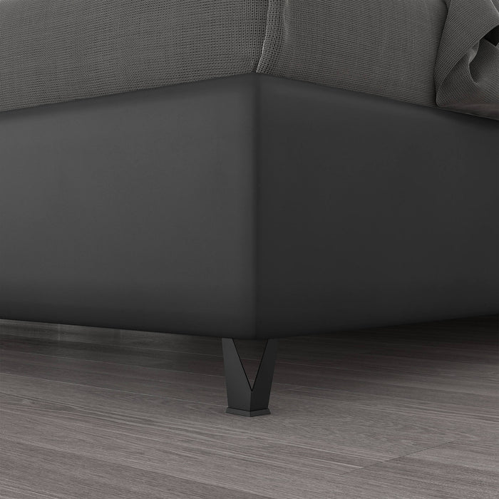 Talamo Italia Letto contenitore matrimoniale Strauss, Made in Italy, Struttura in ecopelle imbottita, Adatto a materasso 160x190 cm, Nero