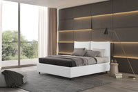 Talamo Italia Letto contenitore matrimoniale Bach, Made in Italy, Struttura in tessuto imbottito, Adatto a materasso 160x190 cm, Bianco