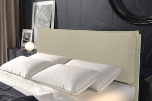 Talamo Italia Letto contenitore matrimoniale Puccini, Made in Italy, Struttura in tessuto imbottito, Adatto a materasso 160x190 cm, Panna