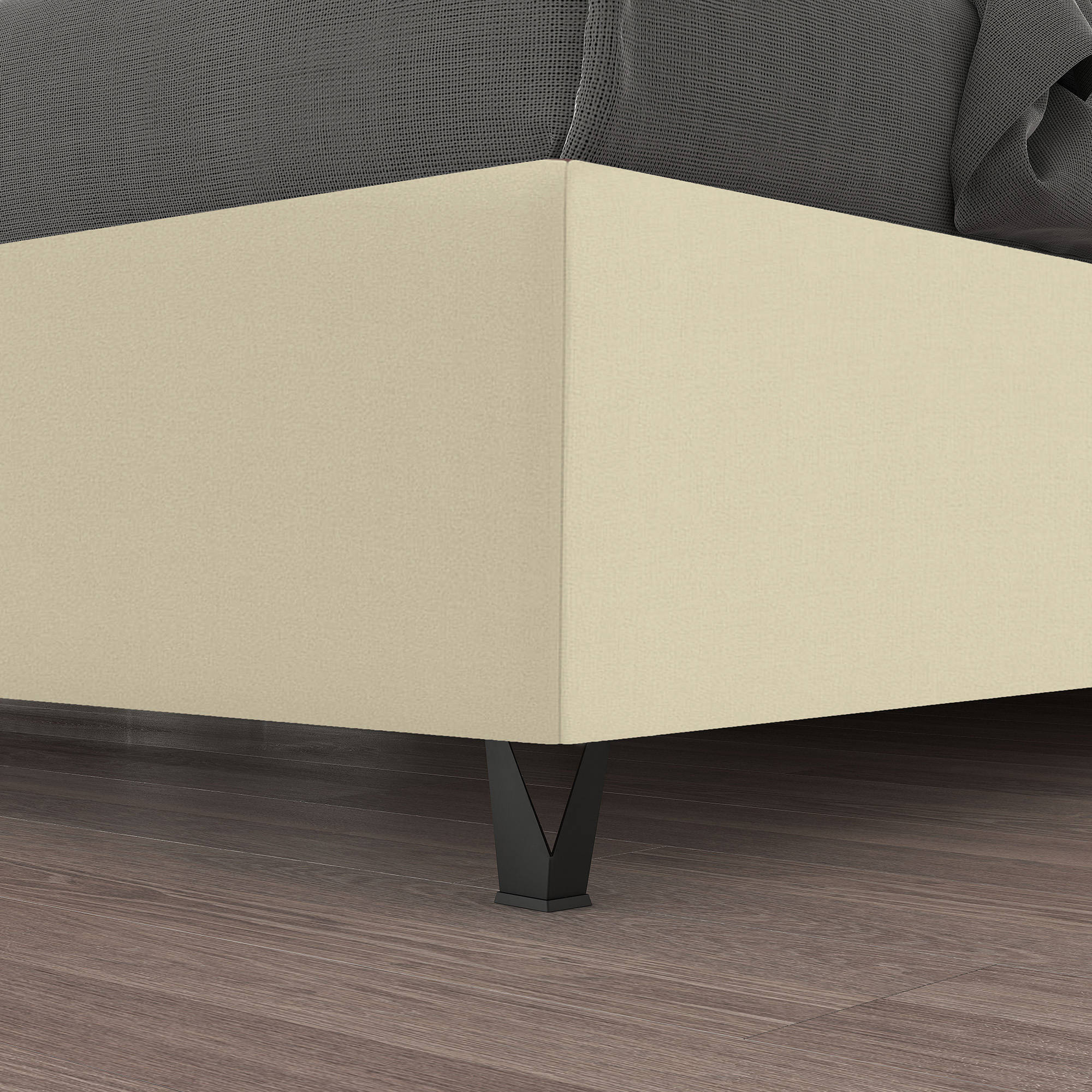 Talamo Italia Letto contenitore matrimoniale Puccini, Made in Italy, Struttura in tessuto imbottito, Adatto a materasso 160x190 cm, Panna