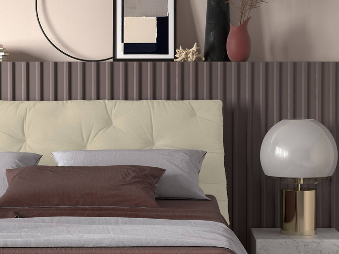 Talamo Italia Letto contenitore matrimoniale Beethoven, Made in Italy, Struttura in tessuto imbottito, Adatto a materasso 160x190 cm, Panna