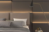 Talamo Italia Letto contenitore matrimoniale Bach, Made in Italy, Struttura in tessuto imbottito, Adatto a materasso 160x190 cm, Tortora