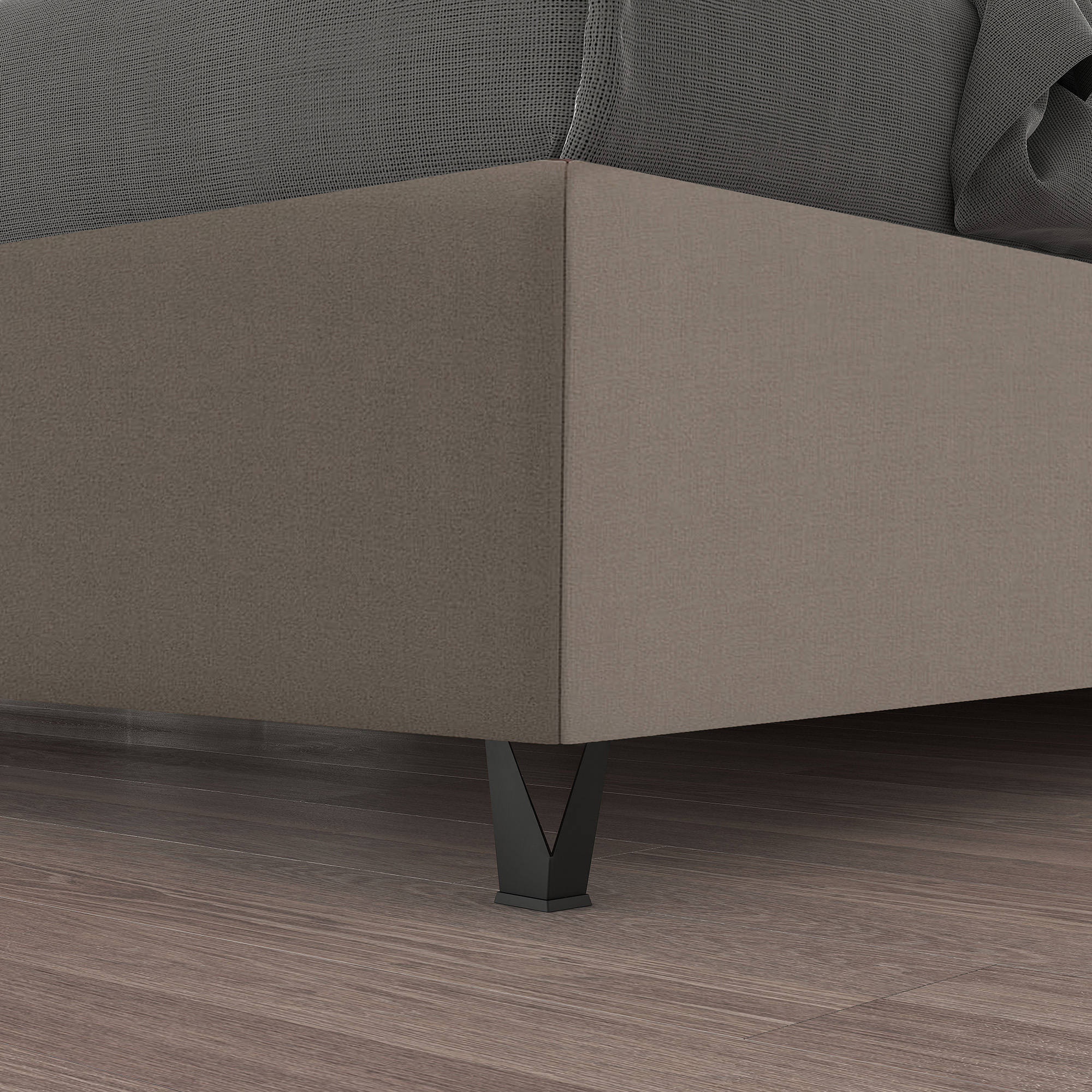 Talamo Italia Letto contenitore matrimoniale Bach, Made in Italy, Struttura in tessuto imbottito, Adatto a materasso 160x190 cm, Tortora