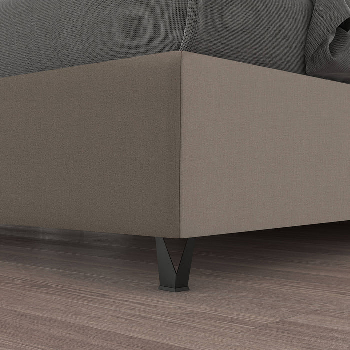 Talamo Italia Letto contenitore matrimoniale Strauss, Made in Italy, Struttura in tessuto imbottito, Adatto a materasso 160x190 cm, Tortora