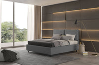 Talamo Italia Letto contenitore matrimoniale Bach, Made in Italy, Struttura in tessuto imbottito, Adatto a materasso 160x190 cm, Grigio