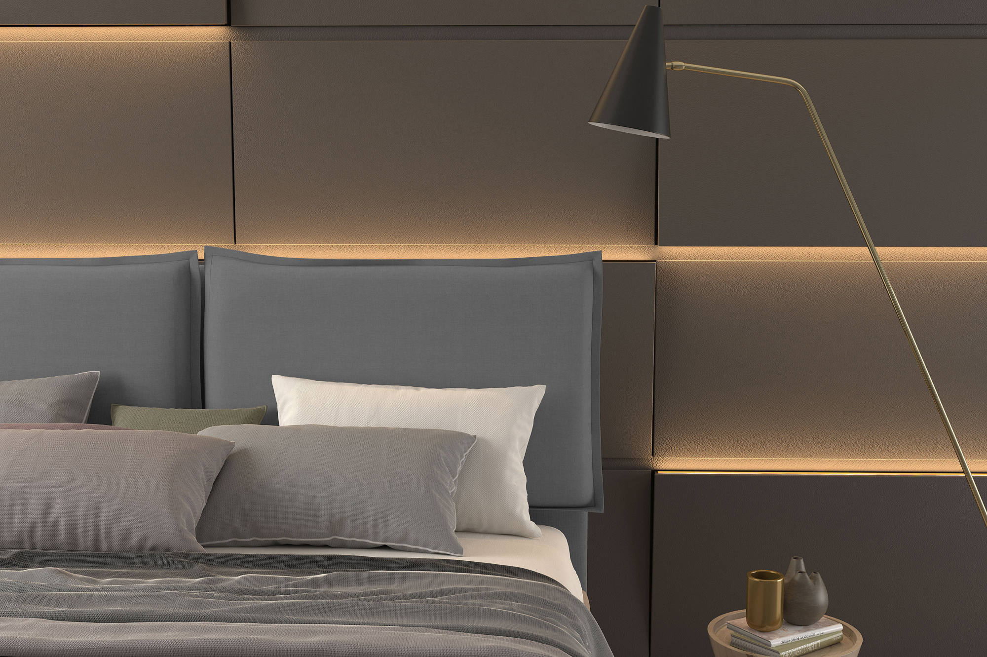 Talamo Italia Letto contenitore matrimoniale Bach, Made in Italy, Struttura in tessuto imbottito, Adatto a materasso 160x190 cm, Grigio