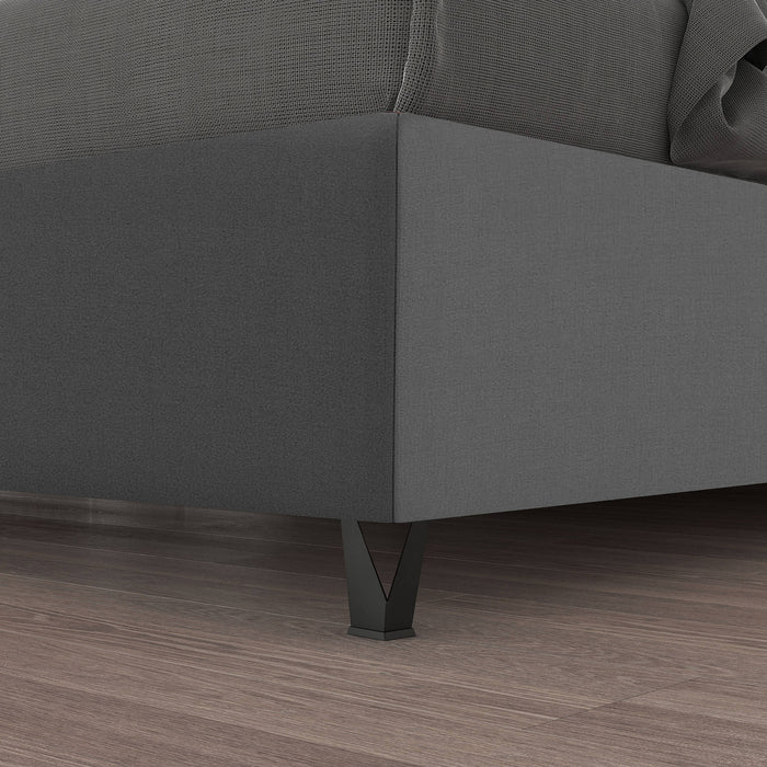 Talamo Italia Letto contenitore matrimoniale Mozart, Made in Italy, Struttura in tessuto imbottito, Adatto a materasso 160x190 cm, Grigio