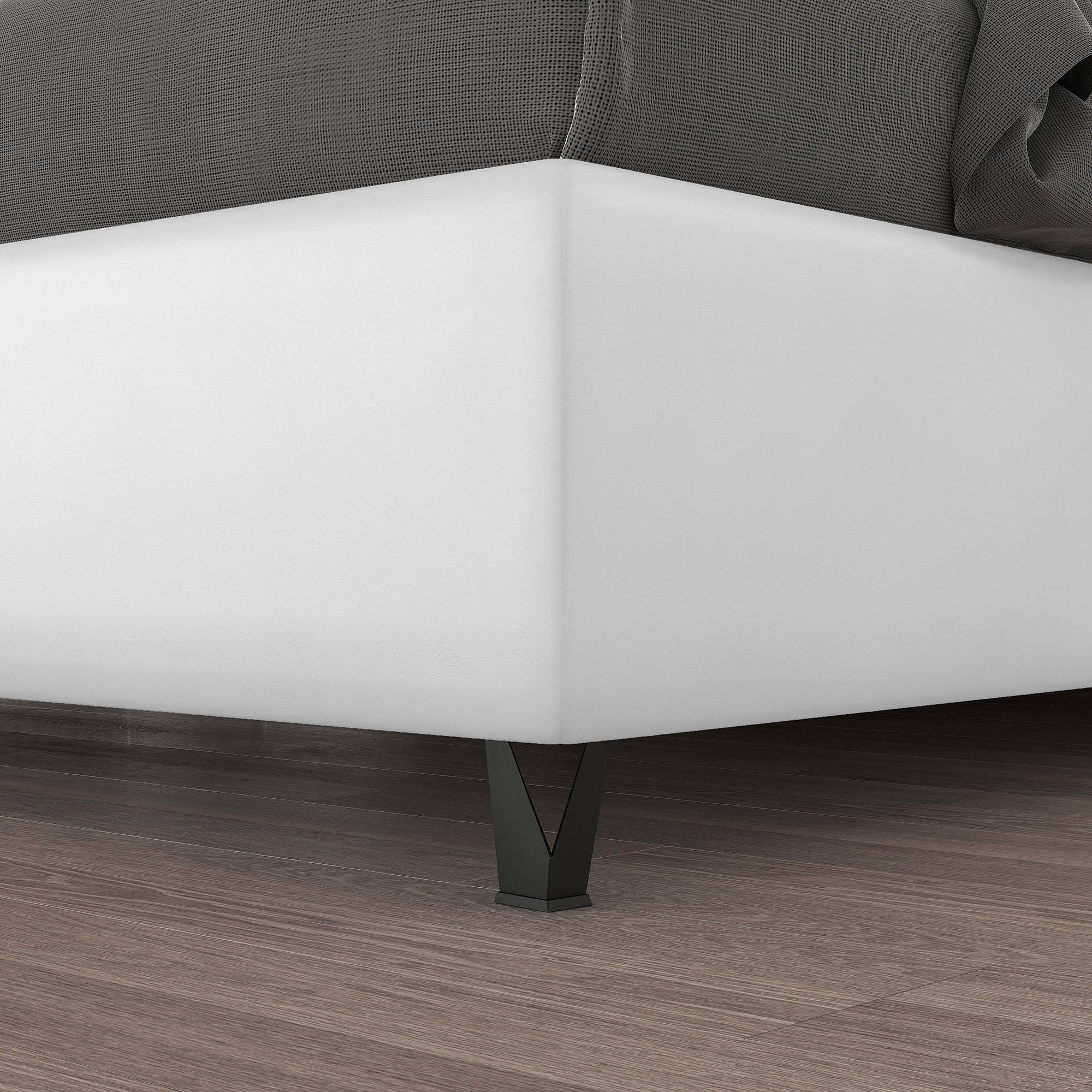 Talamo Italia Letto contenitore piazza e mezza Mozart, Made in Italy, Struttura in ecopelle imbottita, Adatto a materasso 120x190 cm, Bianco