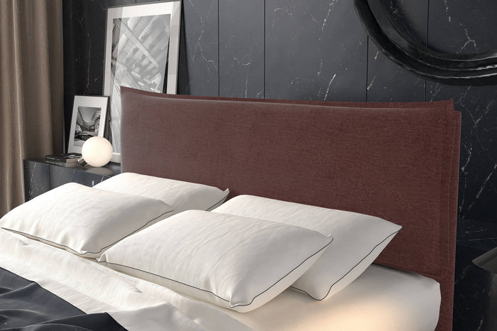 Talamo Italia Letto contenitore piazza e mezza Puccini, Made in Italy, Struttura in tessuto imbottito effetto velluto, Adatto a materasso 120x190 cm, Bordeaux