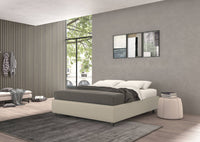 Talamo Italia Letto contenitore piazza e mezza Vivaldi, Made in Italy, Struttura in ecopelle imbottita, Adatto a materasso 120x190 cm, Panna