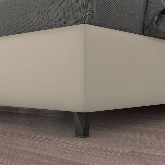 Talamo Italia Letto contenitore piazza e mezza Vivaldi, Made in Italy, Struttura in ecopelle imbottita, Adatto a materasso 120x190 cm, Panna