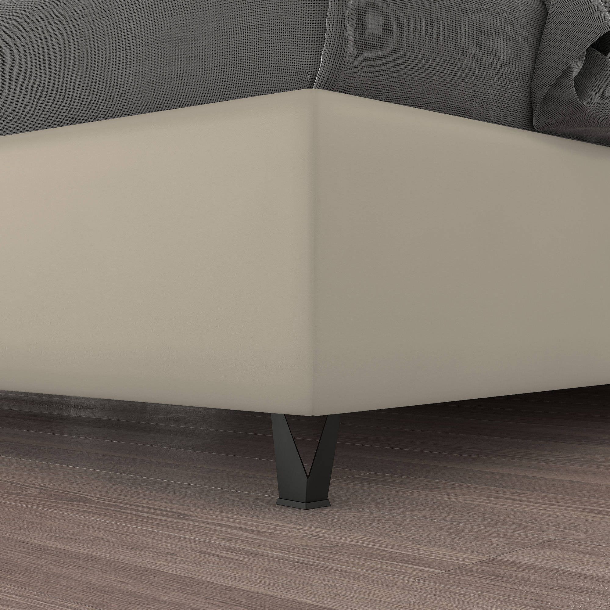 Talamo Italia Letto contenitore piazza e mezza Mozart, Made in Italy, Struttura in ecopelle imbottita, Adatto a materasso 120x190 cm, Panna