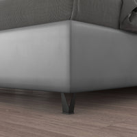 Talamo Italia Letto contenitore piazza e mezza Mozart, Made in Italy, Struttura in ecopelle imbottita, Adatto a materasso 120x190 cm, Grigio