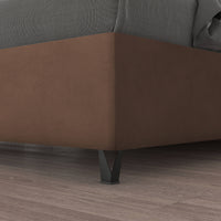 Talamo Italia Letto contenitore piazza e mezza Vivaldi, Made in Italy, Struttura in tessuto imbottito effetto vintage, Adatto a materasso 120x190 cm, Marrone