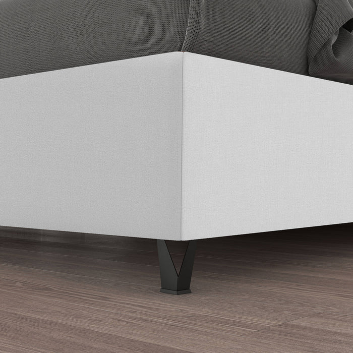 Talamo Italia Letto contenitore piazza e mezza Strauss, Made in Italy, Struttura in tessuto imbottito, Adatto a materasso 120x190 cm, Bianco