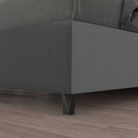 Talamo Italia Letto contenitore piazza e mezza Strauss, Made in Italy, Struttura in tessuto imbottito, Adatto a materasso 120x190 cm, Grigio