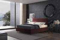 Talamo Italia Letto contenitore singolo Puccini, Made in Italy, Struttura in tessuto imbottito effetto velluto, Adatto a materasso 80x190 cm, Bordeaux