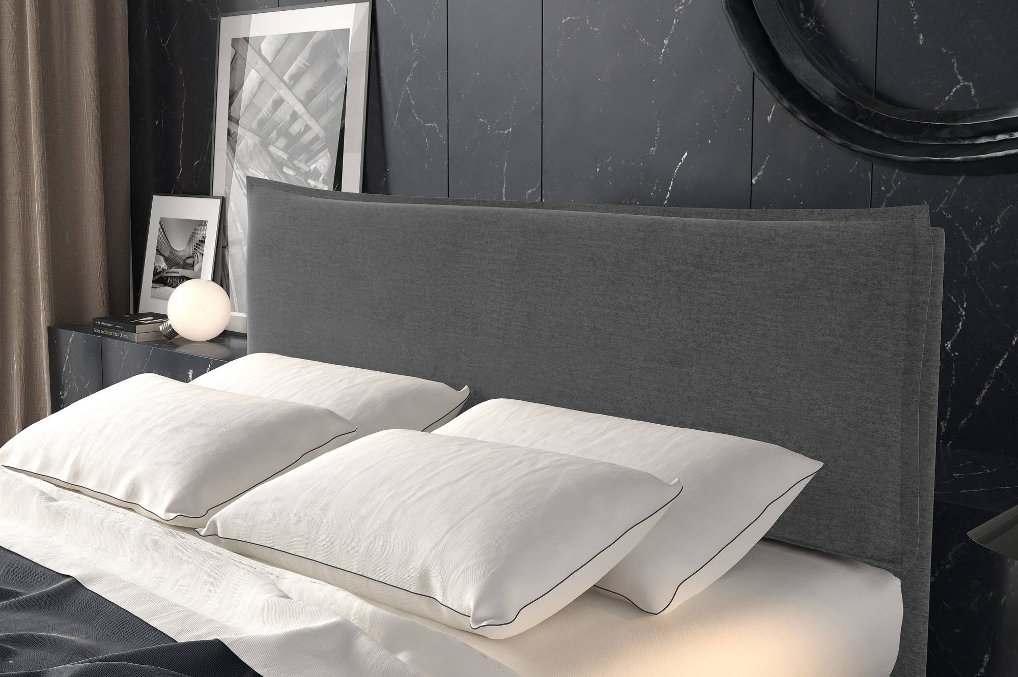 Talamo Italia Letto contenitore singolo Puccini, Made in Italy, Struttura in tessuto imbottito effetto velluto, Adatto a materasso 80x190 cm, Grigio