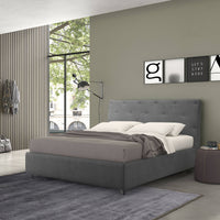 Talamo Italia Letto contenitore singolo Mozart, Made in Italy, Struttura in tessuto imbottito effetto velluto, Adatto a materasso 80x190 cm, Grigio