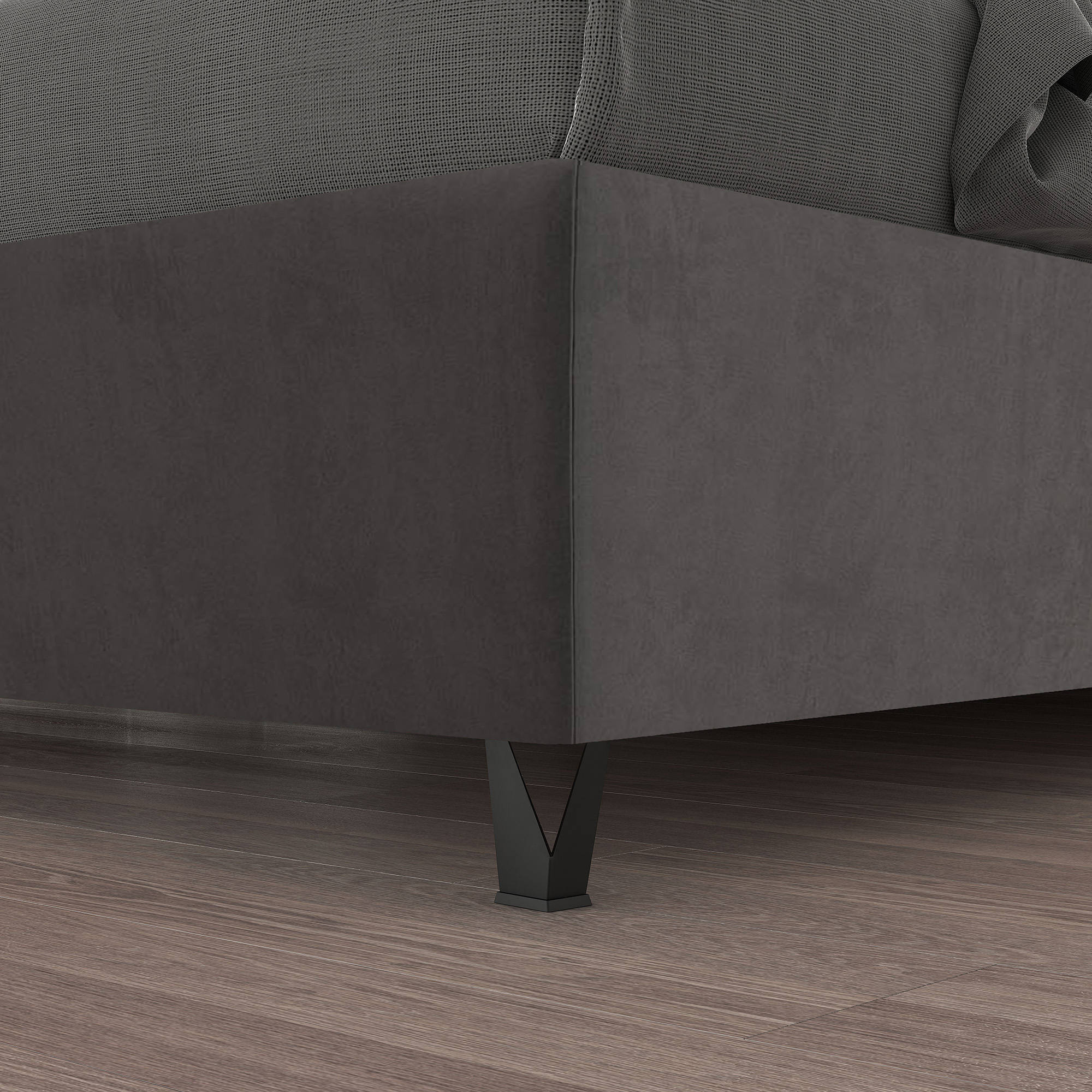 Talamo Italia Letto contenitore singolo Mozart, Made in Italy, Struttura in tessuto imbottito effetto velluto, Adatto a materasso 80x190 cm, Grigio