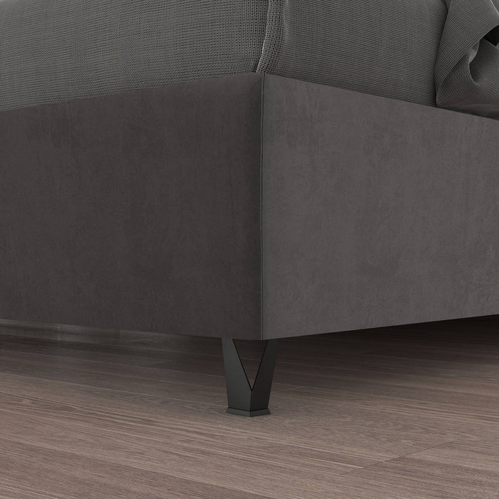 Talamo Italia Letto contenitore singolo Mozart, Made in Italy, Struttura in tessuto imbottito effetto velluto, Adatto a materasso 80x190 cm, Grigio