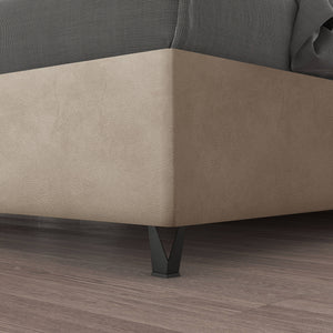 Talamo Italia Letto contenitore singolo Puccini, Made in Italy, Struttura in tessuto imbottito effetto vintage, Adatto a materasso 80x190 cm, Beige