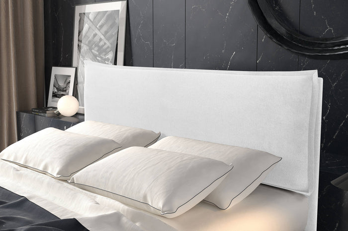 Talamo Italia Letto contenitore singolo Puccini, Made in Italy, Struttura in tessuto imbottito, Adatto a materasso 80x190 cm, Bianco