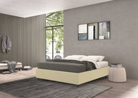 Talamo Italia Letto contenitore singolo Vivaldi, Made in Italy, Struttura in tessuto imbottito, Adatto a materasso 80x190 cm, Panna