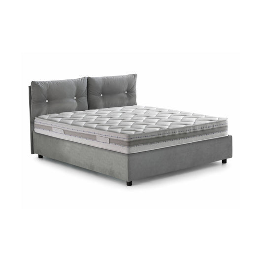 Letto singolo Sabazia, Letto contenitore con rivestimento in tessuto, Made in Italy, Apertura frontale, con materasso cm 80x190 incluso, Grigio