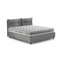 Letto singolo Sabazia, Letto contenitore con rivestimento in tessuto, Made in Italy, Apertura frontale, con materasso cm 80x190 incluso, Grigio