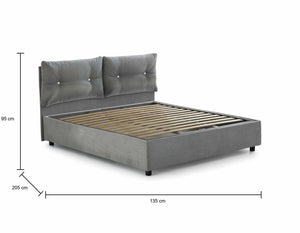 Letto piazza e mezza Agamennone, Letto contenitore con rivestimento in tessuto, Made in Italy, Apertura frontale, adatto per materasso cm 120x190, Grigio