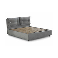 Letto piazza e mezza Agamennone, Letto contenitore con rivestimento in tessuto, Made in Italy, Apertura frontale, adatto per materasso cm 120x190, Grigio