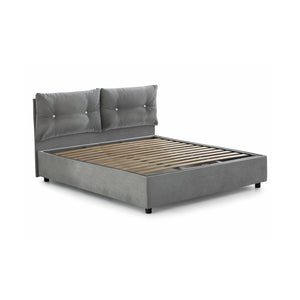 Letto piazza e mezza Agamennone, Letto contenitore con rivestimento in tessuto, Made in Italy, Apertura frontale, adatto per materasso cm 120x190, Grigio