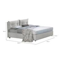 Letto piazza e mezza Arieta, Letto contenitore con rivestimento in tessuto, Made in Italy, Apertura frontale, con materasso cm 120x190 incluso, Bianco
