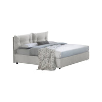 Letto piazza e mezza Arieta, Letto contenitore con rivestimento in tessuto, Made in Italy, Apertura frontale, con materasso cm 120x190 incluso, Bianco