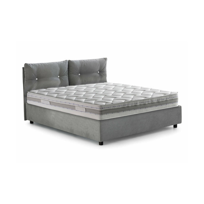 Letto piazza e mezza Arieta, Letto contenitore con rivestimento in tessuto, Made in Italy, Apertura frontale, con materasso cm 120x190 incluso, Grigio