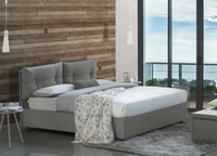 Letto matrimoniale Abbaione, Letto contenitore con rivestimento in tessuto, Made in Italy, Apertura frontale, adatto per materasso cm 160x190, Grigio