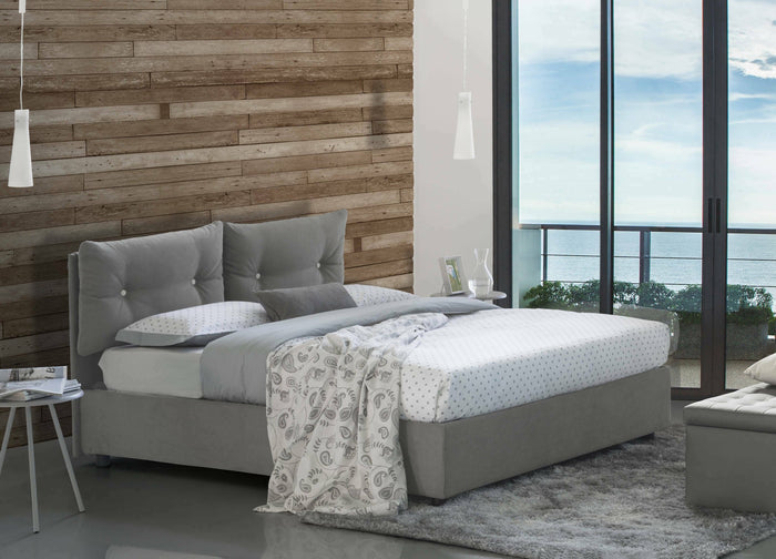 Letto matrimoniale Artrax, Letto contenitore con rivestimento in tessuto, Made in Italy, Apertura frontale, adatto per materasso cm 160x200, Grigio