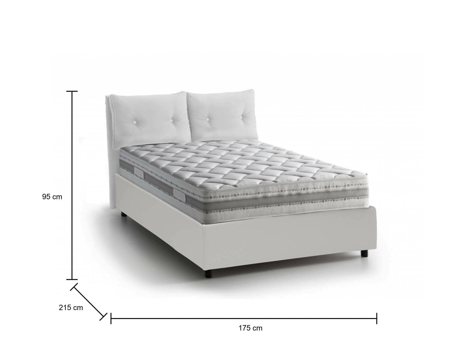 Letto matrimoniale Calcite, Letto contenitore con rivestimento in tessuto, Made in Italy, Apertura frontale, con materasso cm 160x200 incluso, Bianco