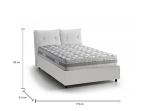 Letto matrimoniale Calcite, Letto contenitore con rivestimento in tessuto, Made in Italy, Apertura frontale, con materasso cm 160x200 incluso, Bianco