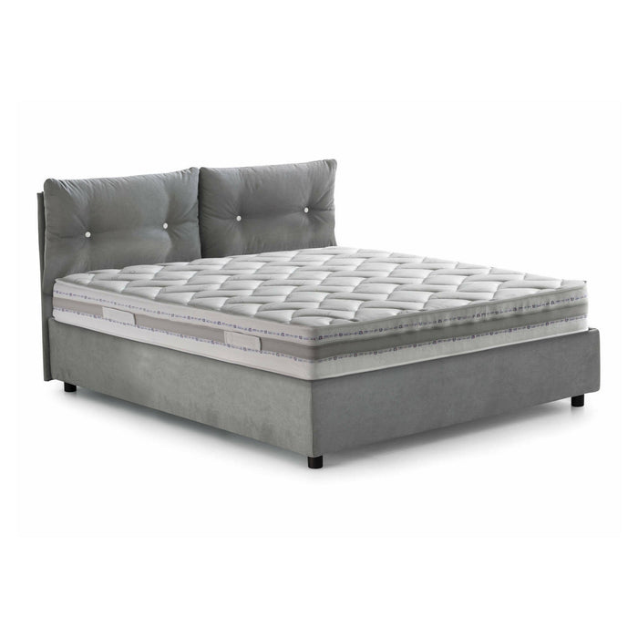 Letto matrimoniale Calcite, Letto contenitore con rivestimento in tessuto, Made in Italy, Apertura frontale, con materasso cm 160x200 incluso, Grigio
