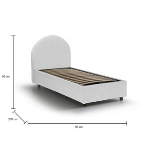 Letto singolo Amantea, Letto contenitore con rivestimento in tessuto, Made in Italy, Apertura frontale, adatto per materasso cm 80x190, Bianco