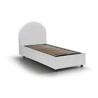 Letto singolo Amantea, Letto contenitore con rivestimento in tessuto, Made in Italy, Apertura frontale, adatto per materasso cm 80x190, Bianco