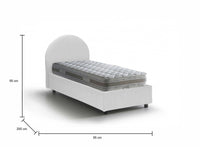 Letto singolo Egle, Letto contenitore con rivestimento in tessuto, Made in Italy, Apertura frontale, con materasso cm 80x190 incluso, Bianco