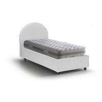 Letto singolo Egle, Letto contenitore con rivestimento in tessuto, Made in Italy, Apertura frontale, con materasso cm 80x190 incluso, Bianco